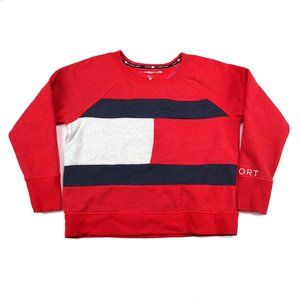 Tommy Hilfiger Sport Colorblocked Red long-sleeved Sweatshirt Womens M